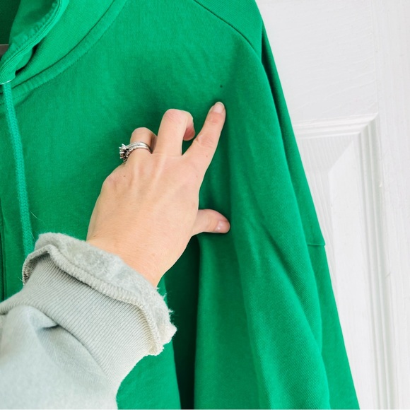 J. Crew Magic Rinse Cropped Vibrant Green Zip-Up Hoodie 3XL - Picture 5 of 11